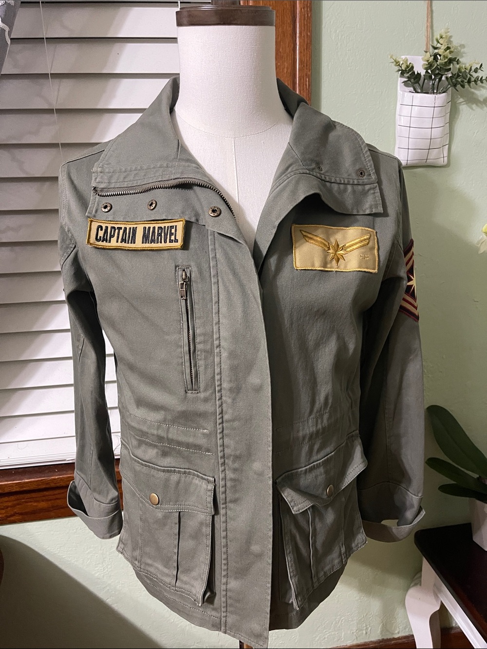 Marvel Green Captain Marvel Military Field Jacket